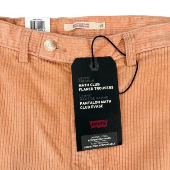 NWT LEVIS Premium Math Club Flare Corduroy Trousers Womens Size 29 Pebble Peach - Picture 6 of 10